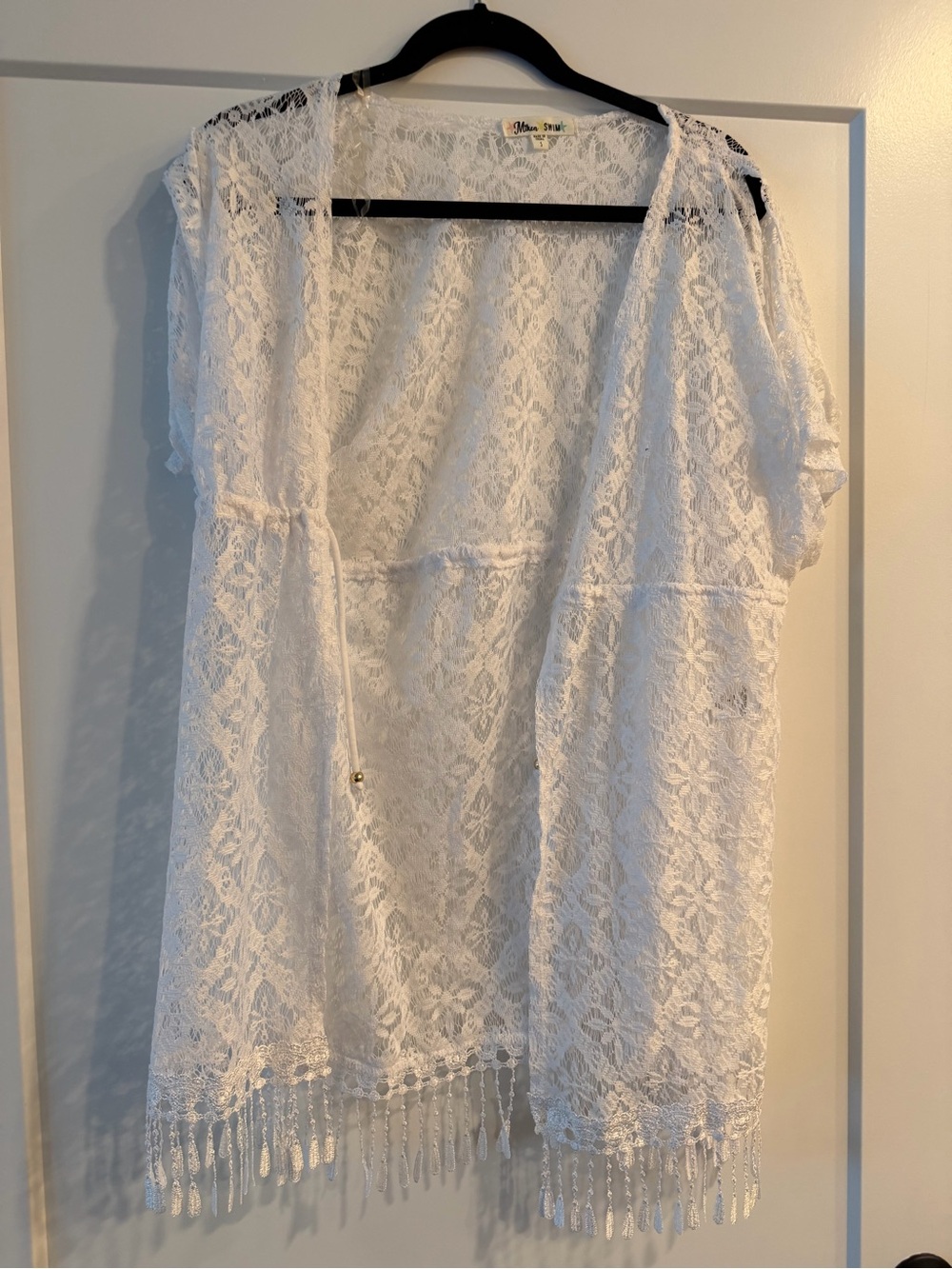 Miken White Lace Swim Cover-Up